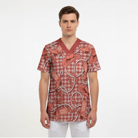 Red Hawaii Palaka Cowboy Scrub Top Hawaiian Paniolo Festival Spirit LT19 - Polynesian Pride