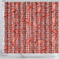 Red Hawaii Palaka Cowboy Shower Curtain Hawaiian Paniolo Festival Spirit LT19 - Polynesian Pride