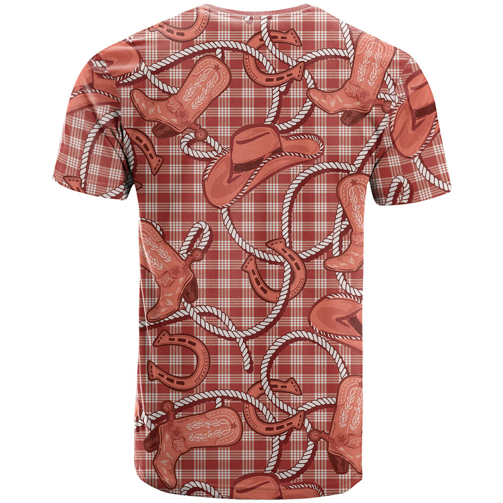 Red Hawaii Palaka Cowboy T Shirt Hawaiian Paniolo Festival Spirit LT19 - Polynesian Pride