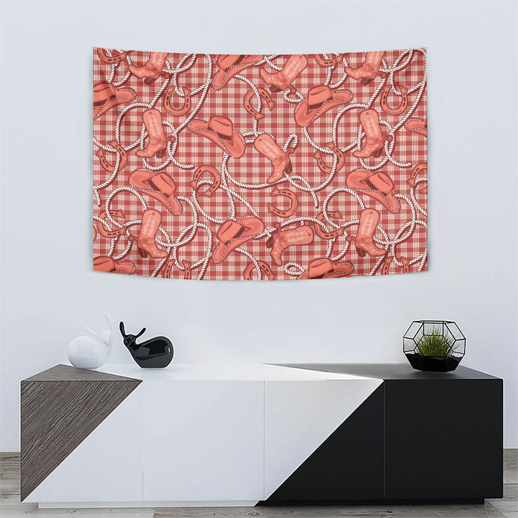 Red Hawaii Palaka Cowboy Tapestry Hawaiian Paniolo Festival Spirit LT19 - Polynesian Pride