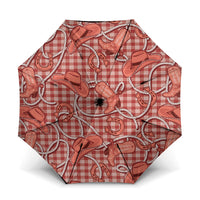 Red Hawaii Palaka Cowboy Umbrella Hawaiian Paniolo Festival Spirit LT19 One Size Folded 11.42 inch Opened Diameter 37.4 inch Red - Polynesian Pride