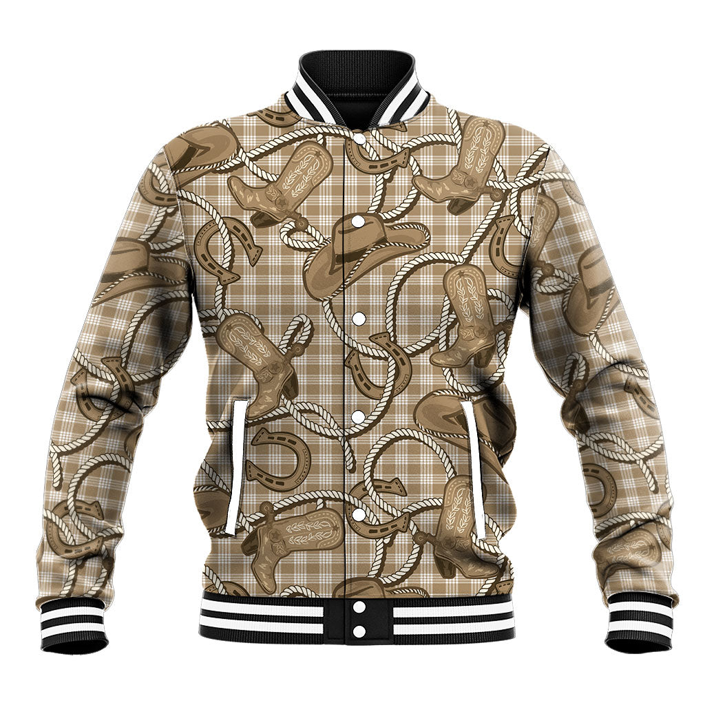 Beige Hawaii Palaka Cowboy Baseball Jacket Hawaiian Paniolo Festival Spirit LT19 Unisex Beige - Polynesian Pride