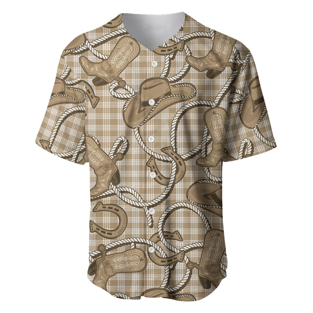 Beige Hawaii Palaka Cowboy Baseball Jersey Hawaiian Paniolo Festival Spirit LT19 Beige - Polynesian Pride
