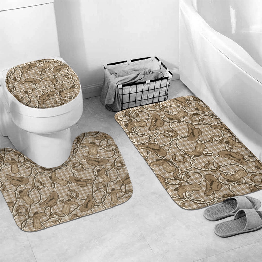 Beige Hawaii Palaka Cowboy Bathroom Set Hawaiian Paniolo Festival Spirit LT19 Mat Set Only (3 pcs) One Size Beige - Polynesian Pride