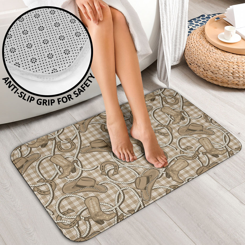 Beige Hawaii Palaka Cowboy Bathroom Set Hawaiian Paniolo Festival Spirit LT19 - Polynesian Pride