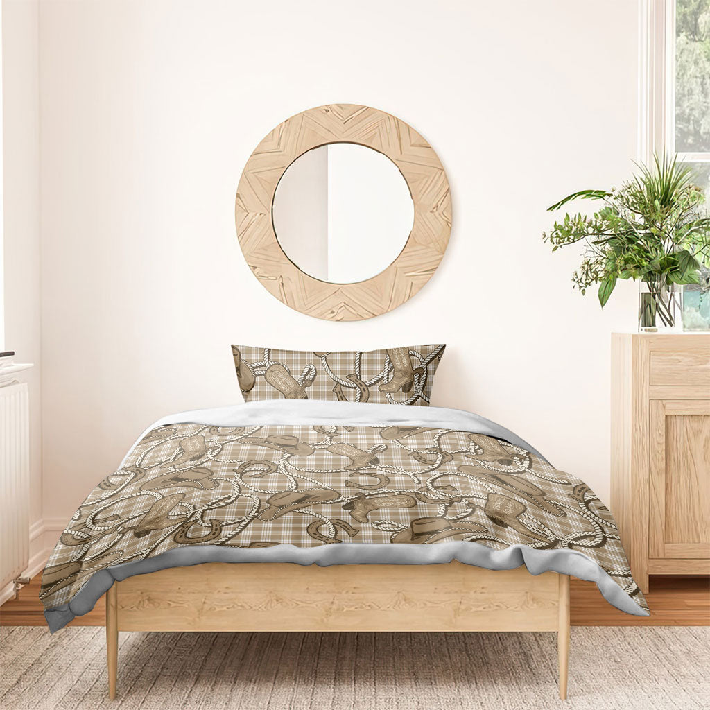 Beige Hawaii Palaka Cowboy Bedding Set Hawaiian Paniolo Festival Spirit LT19 - Polynesian Pride