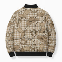 Beige Hawaii Palaka Cowboy Bomber Puffer Jacket Hawaiian Paniolo Festival Spirit LT19 - Polynesian Pride