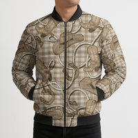 Beige Hawaii Palaka Cowboy Bomber Puffer Jacket Hawaiian Paniolo Festival Spirit LT19 - Polynesian Pride