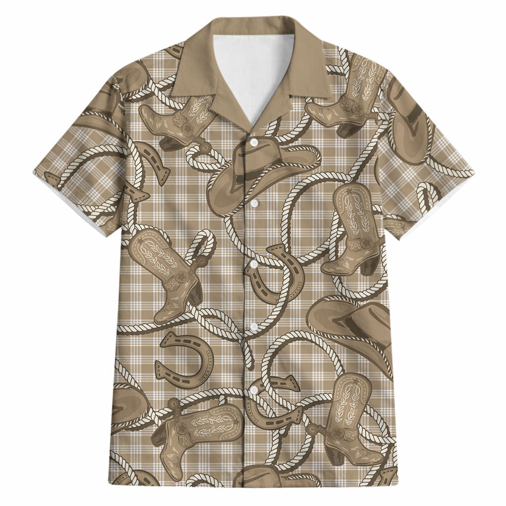 Beige Hawaii Palaka Cowboy Hawaiian Shirt Hawaiian Paniolo Festival Spirit LT19 Beige - Polynesian Pride
