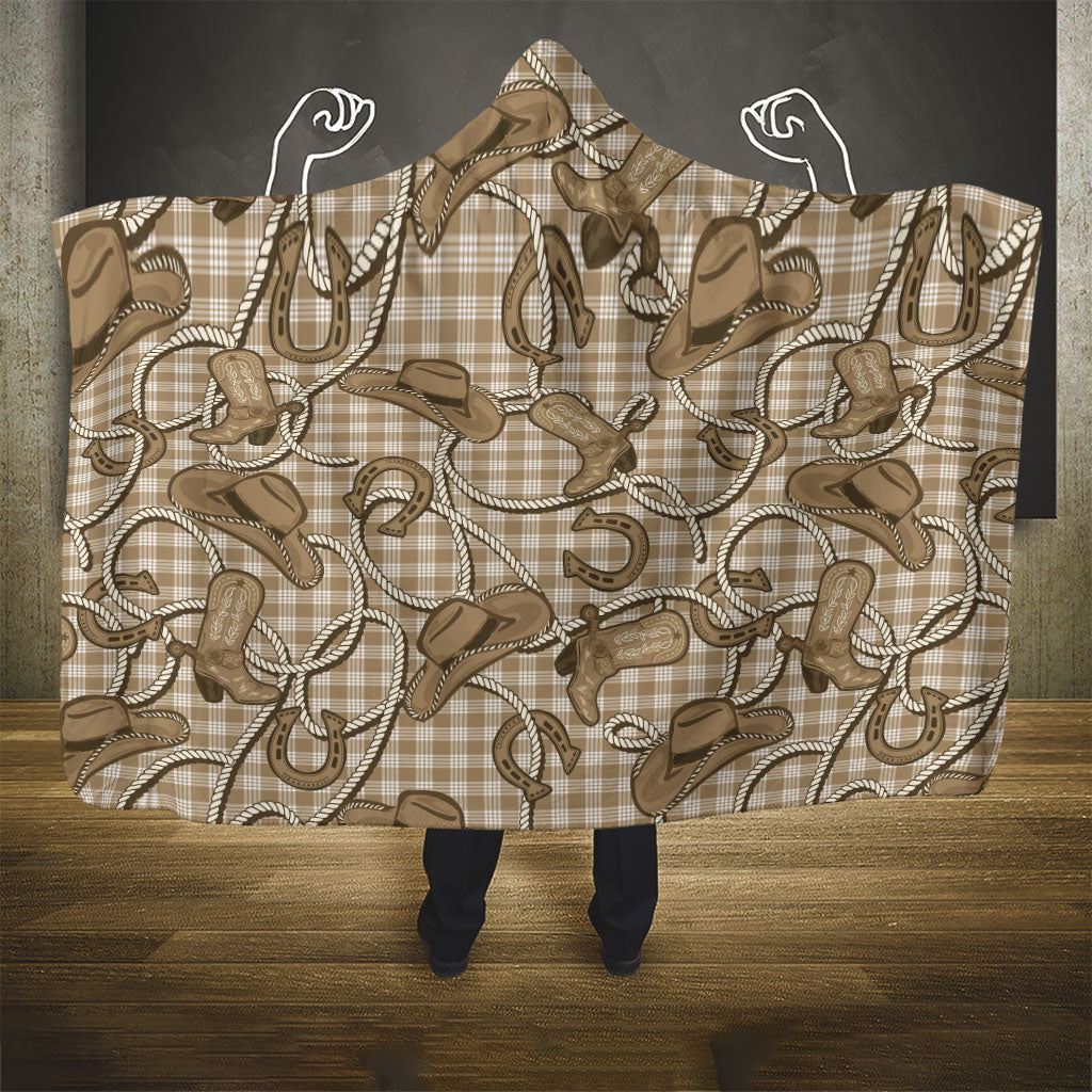 Beige Hawaii Palaka Cowboy Hooded Blanket Hawaiian Paniolo Festival Spirit LT19 - Polynesian Pride