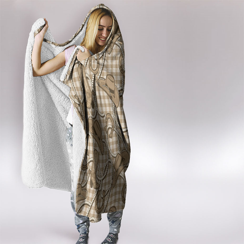 Beige Hawaii Palaka Cowboy Hooded Blanket Hawaiian Paniolo Festival Spirit LT19 - Polynesian Pride