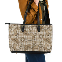 Beige Hawaii Palaka Cowboy Leather Tote Bag Hawaiian Paniolo Festival Spirit LT19 - Polynesian Pride