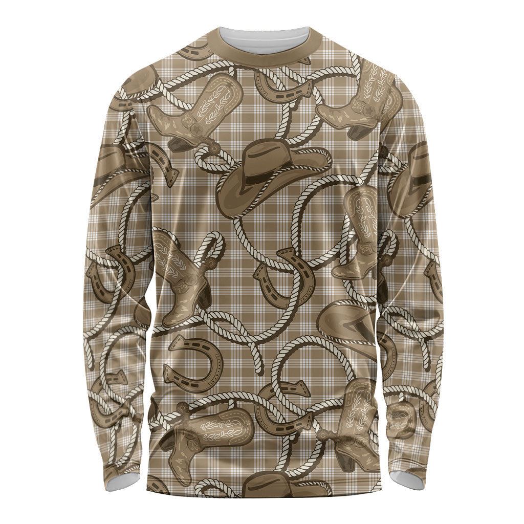 Beige Hawaii Palaka Cowboy Long Sleeve Shirt Hawaiian Paniolo Festival Spirit LT19 Unisex Beige - Polynesian Pride
