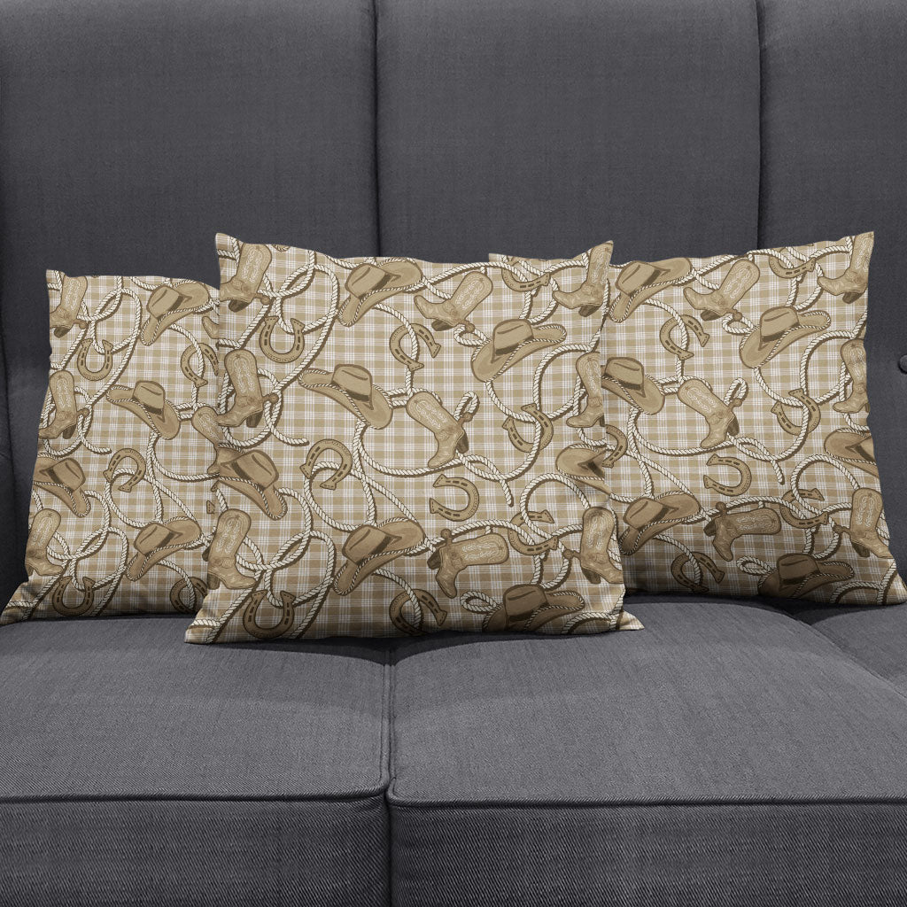 Beige Hawaii Palaka Cowboy Pillow Cover Hawaiian Paniolo Festival Spirit LT19 - Polynesian Pride