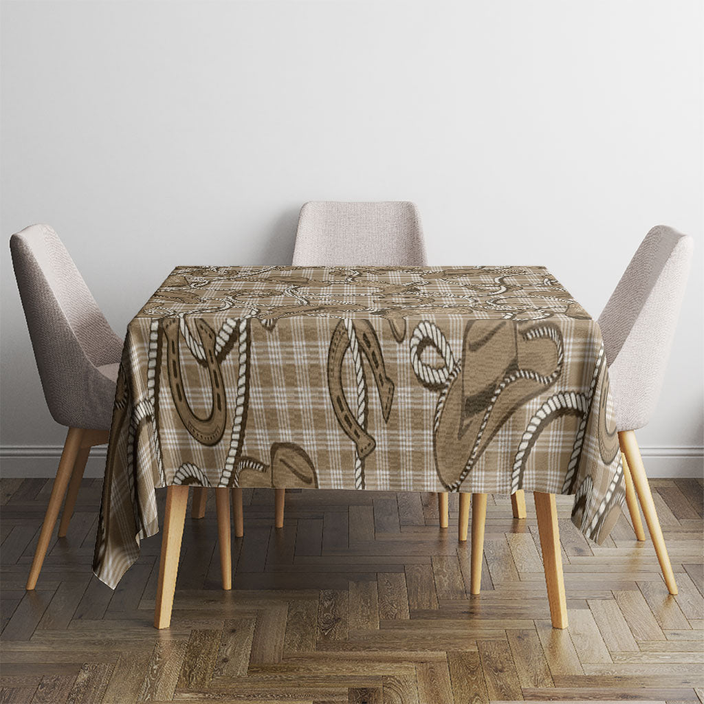 Beige Hawaii Palaka Cowboy Tablecloth Hawaiian Paniolo Festival Spirit LT19 - Polynesian Pride
