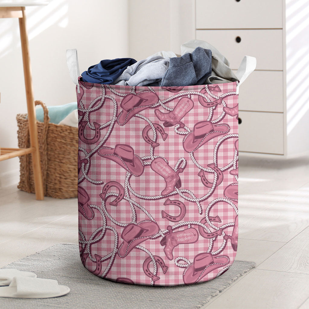 Pink Hawaii Palaka Cowboy Laundry Basket Hawaiian Paniolo Festival Spirit LT19 Pink - Polynesian Pride