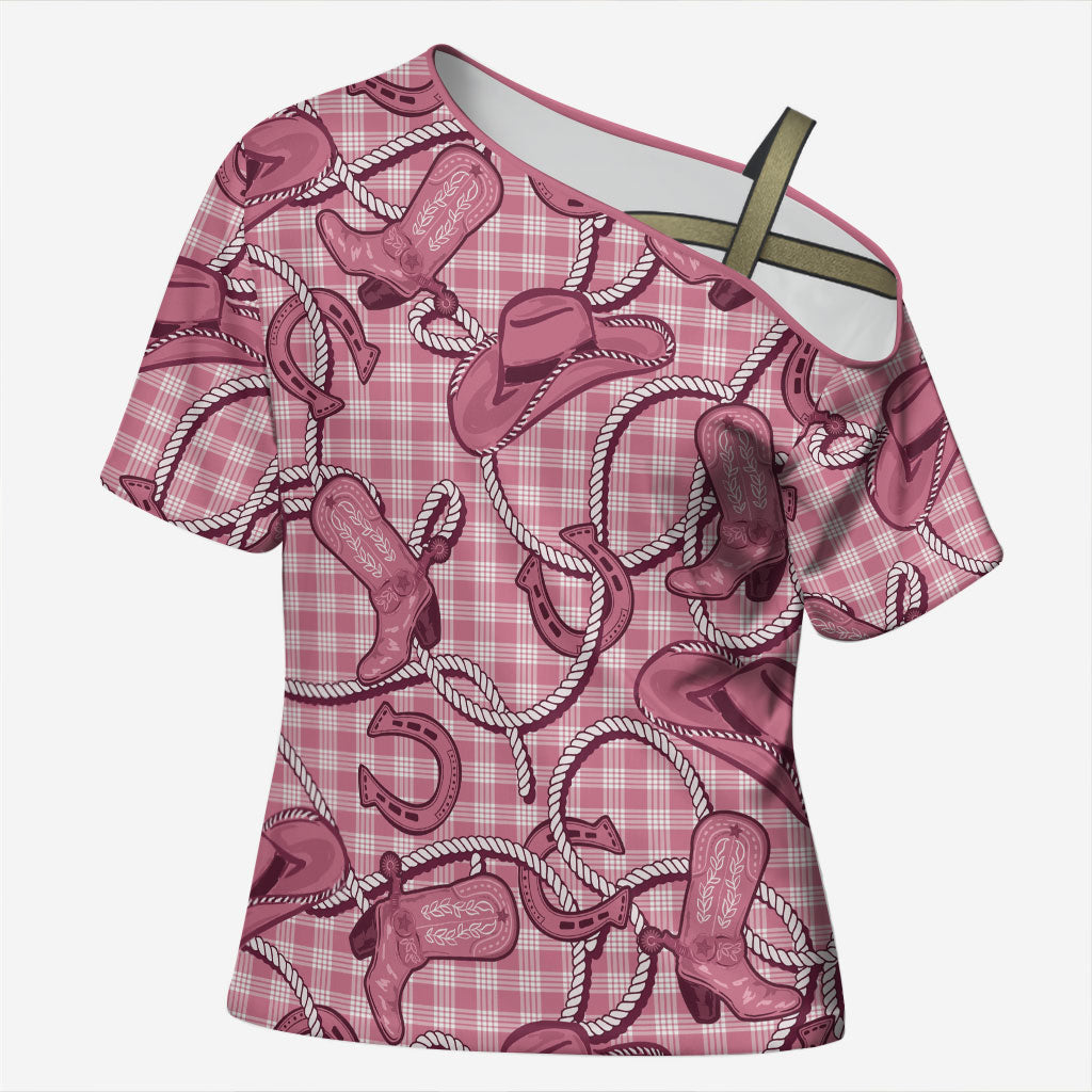 Pink Hawaii Palaka Cowboy Cross Shoulder Shirt Hawaiian Paniolo Festival Spirit LT19 Female Pink - Polynesian Pride