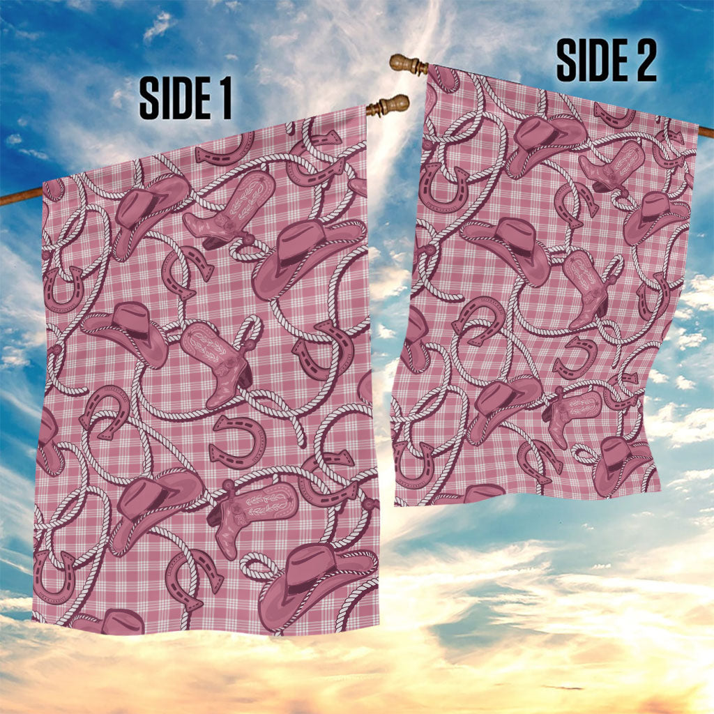Pink Hawaii Palaka Cowboy Garden Flag Hawaiian Paniolo Festival Spirit LT19 - Polynesian Pride