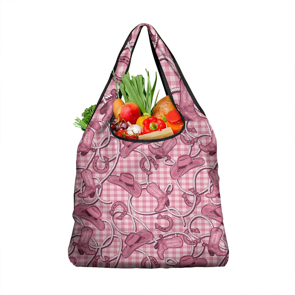 Pink Hawaii Palaka Cowboy Grocery Bag Hawaiian Paniolo Festival Spirit LT19 1-pack One Size Pink - Polynesian Pride