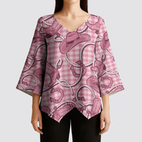 Pink Hawaii Palaka Cowboy Kimono Sleeve Blouse Hawaiian Paniolo Festival Spirit LT19 - Polynesian Pride