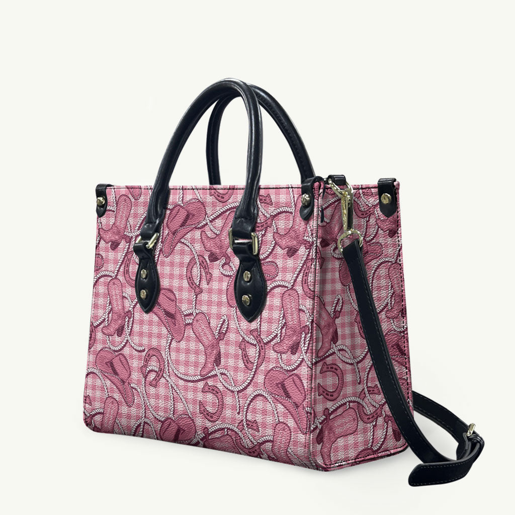 Pink Hawaii Palaka Cowboy Leather Bag Hawaiian Paniolo Festival Spirit