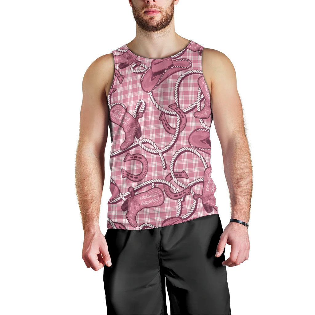 Pink Hawaii Palaka Cowboy Men Tank Top Hawaiian Paniolo Festival Spirit LT19 - Polynesian Pride