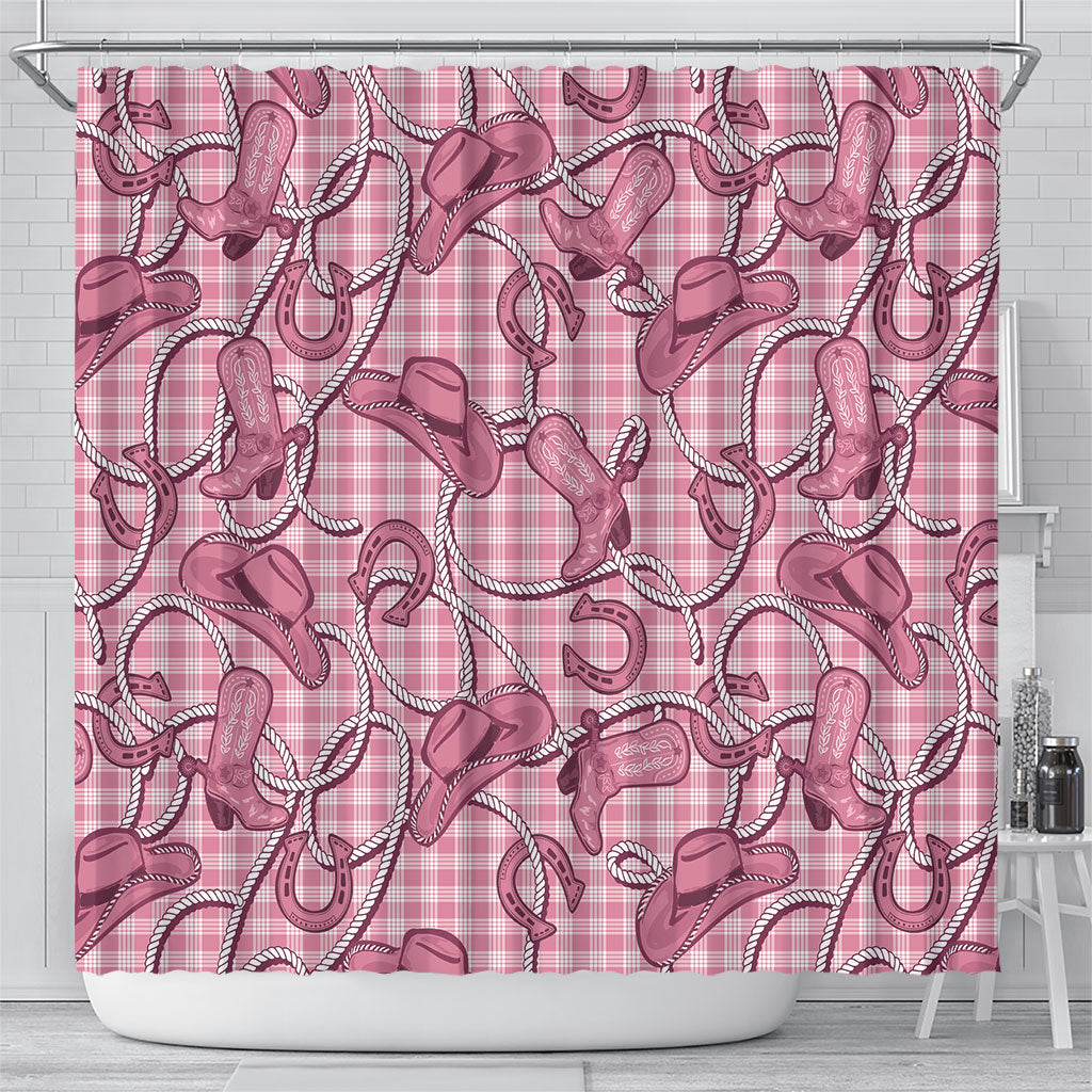 Pink Hawaii Palaka Cowboy Shower Curtain Hawaiian Paniolo Festival Spirit LT19 - Polynesian Pride