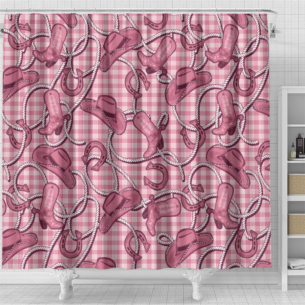 Pink Hawaii Palaka Cowboy Shower Curtain Hawaiian Paniolo Festival Spirit LT19 - Polynesian Pride