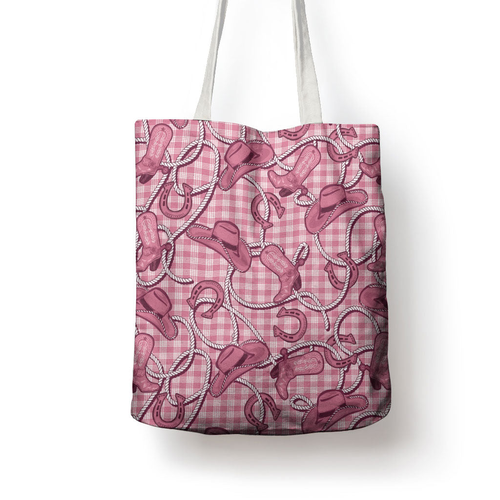 Pink Hawaii Palaka Cowboy Tote Bag Hawaiian Paniolo Festival Spirit LT19 - Polynesian Pride