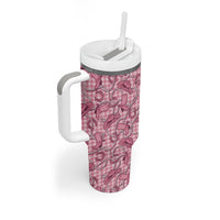 Pink Hawaii Palaka Cowboy Tumbler With Handle Hawaiian Paniolo Festival Spirit LT19 - Polynesian Pride