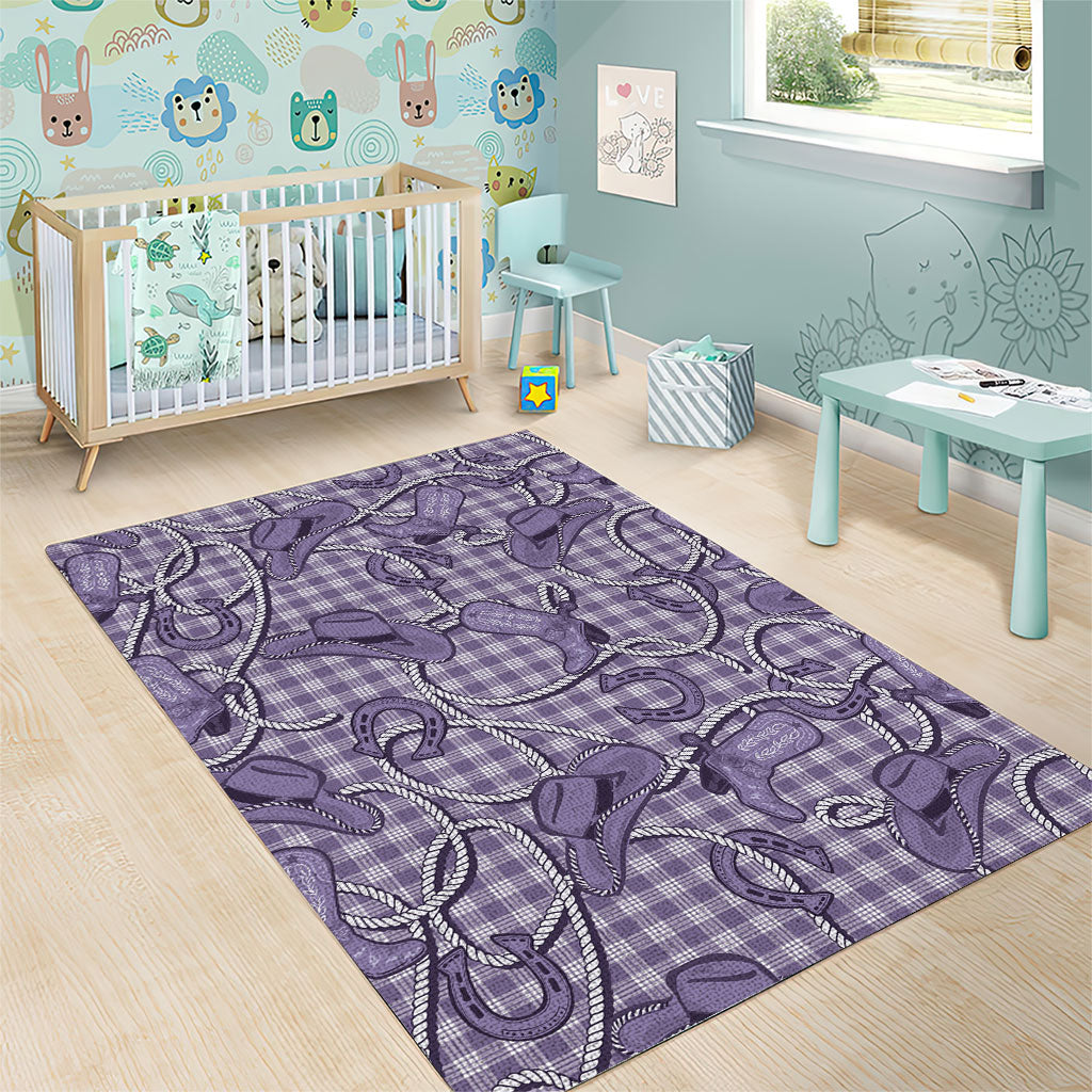 Purple Hawaii Palaka Cowboy Area Rug Hawaiian Paniolo Festival Spirit LT19 - Polynesian Pride