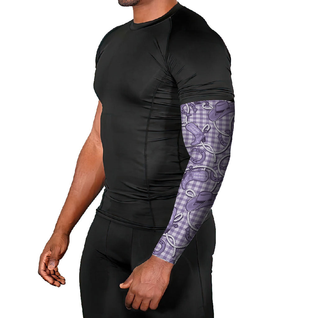 Purple Hawaii Palaka Cowboy Arm Sleeves Hawaiian Paniolo Festival Spirit LT19 - Polynesian Pride