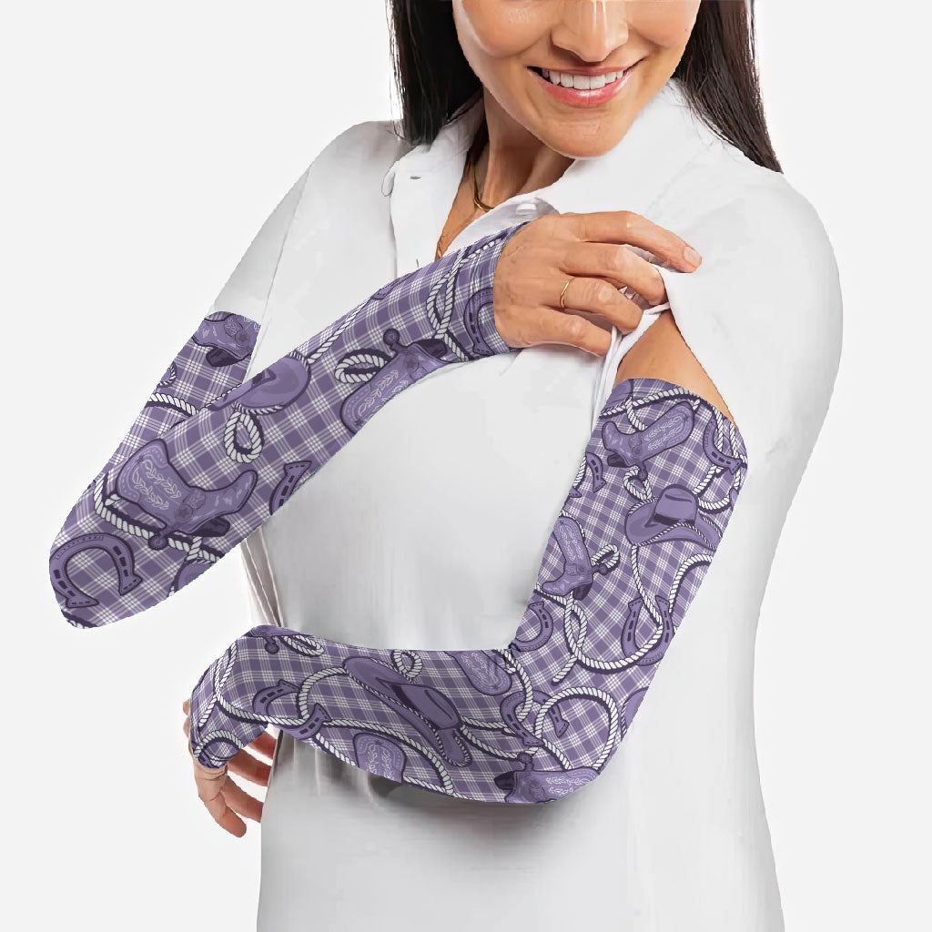 Purple Hawaii Palaka Cowboy Arm Sleeves Hawaiian Paniolo Festival Spirit LT19 - Polynesian Pride
