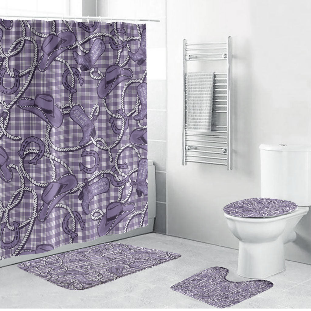 Purple Hawaii Palaka Cowboy Bathroom Set Hawaiian Paniolo Festival Spirit