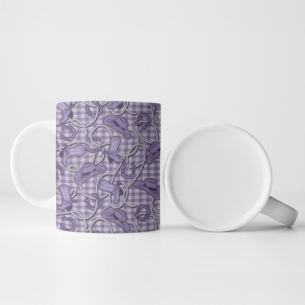Purple Hawaii Palaka Cowboy Ceramic Mug Hawaiian Paniolo Festival Spirit LT19 - Polynesian Pride