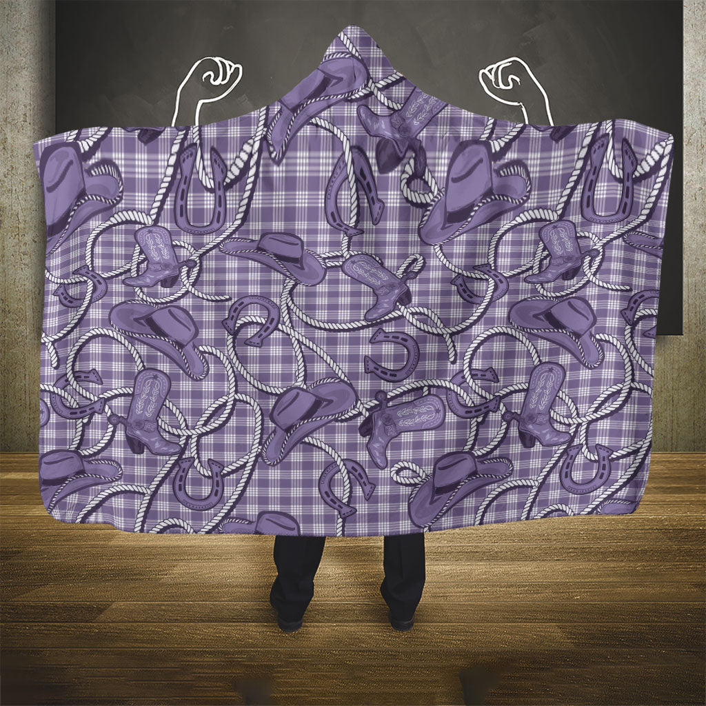 Purple Hawaii Palaka Cowboy Hooded Blanket Hawaiian Paniolo Festival Spirit LT19 - Polynesian Pride