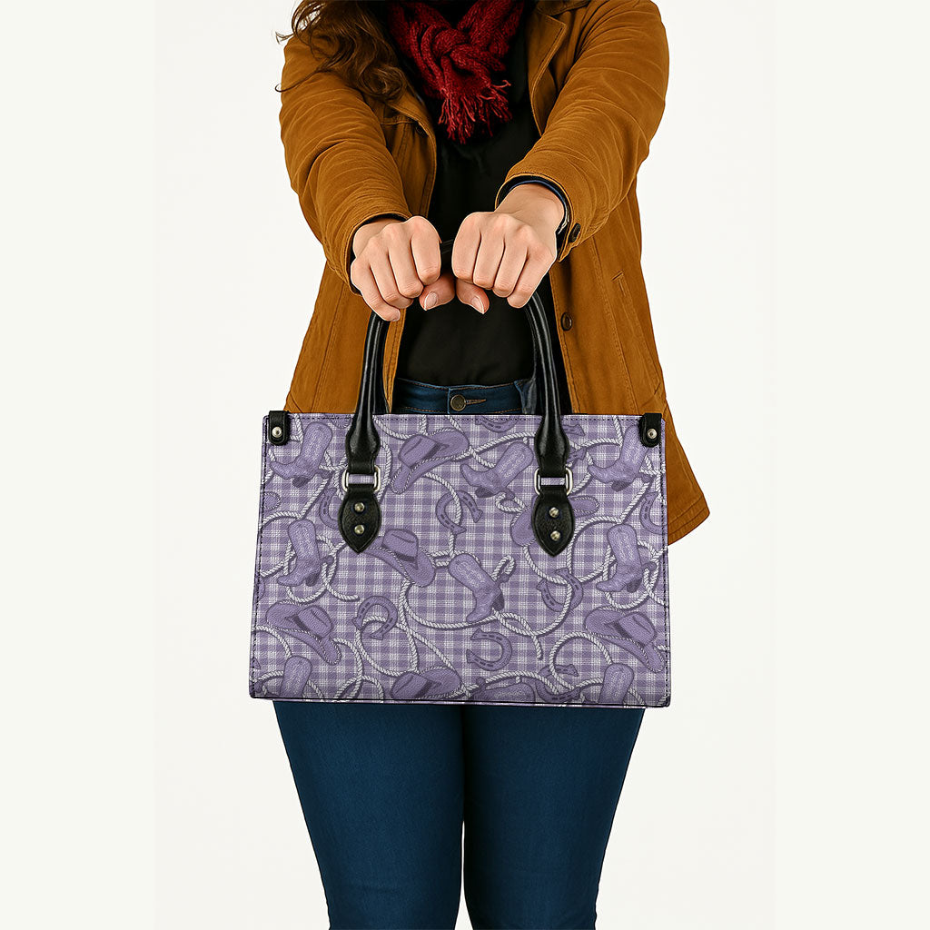 Purple Hawaii Palaka Cowboy Leather Bag Hawaiian Paniolo Festival Spirit LT19 - Polynesian Pride