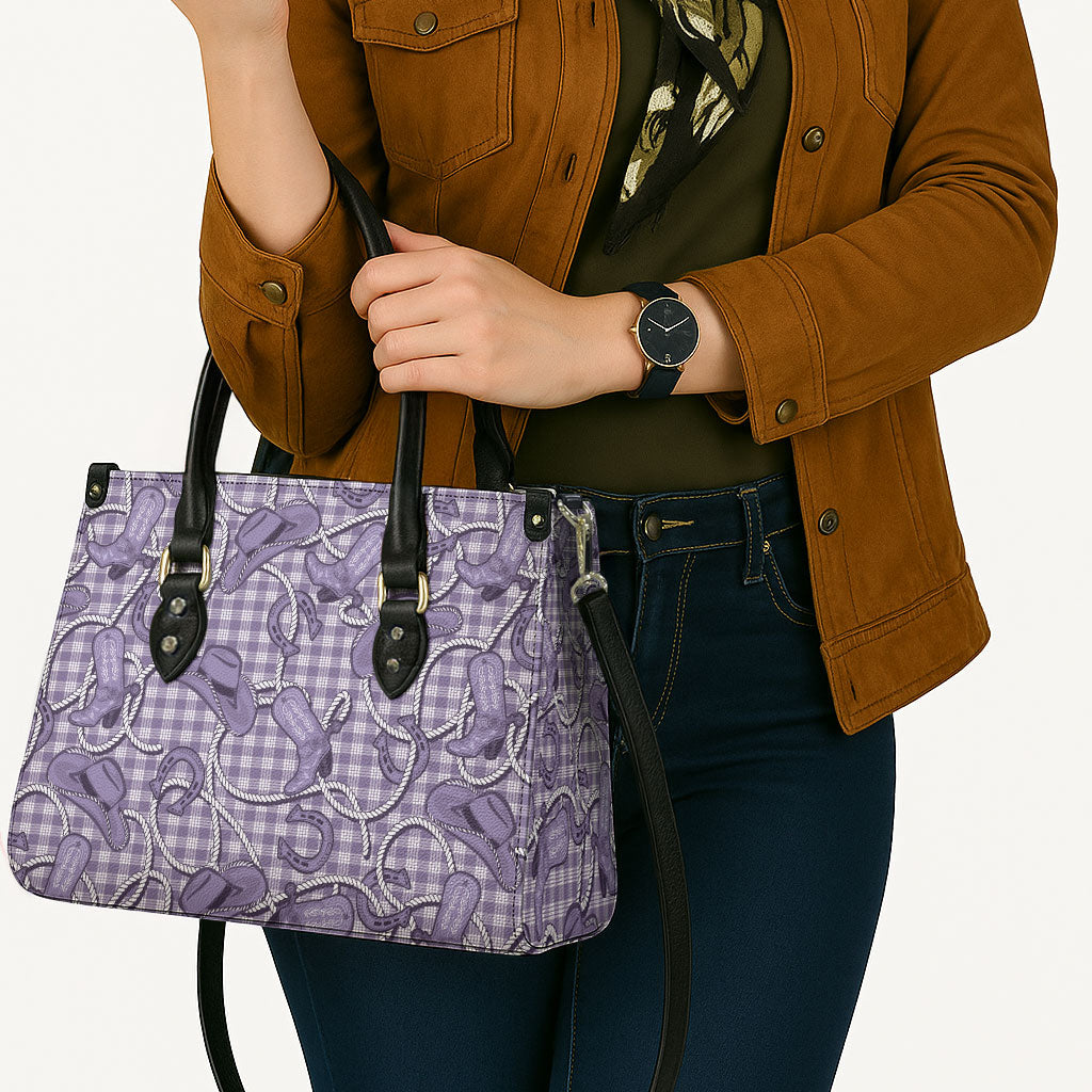 Purple Hawaii Palaka Cowboy Leather Bag Hawaiian Paniolo Festival Spirit LT19 - Polynesian Pride