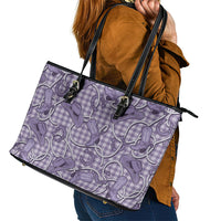 Purple Hawaii Palaka Cowboy Leather Tote Bag Hawaiian Paniolo Festival Spirit LT19 - Polynesian Pride