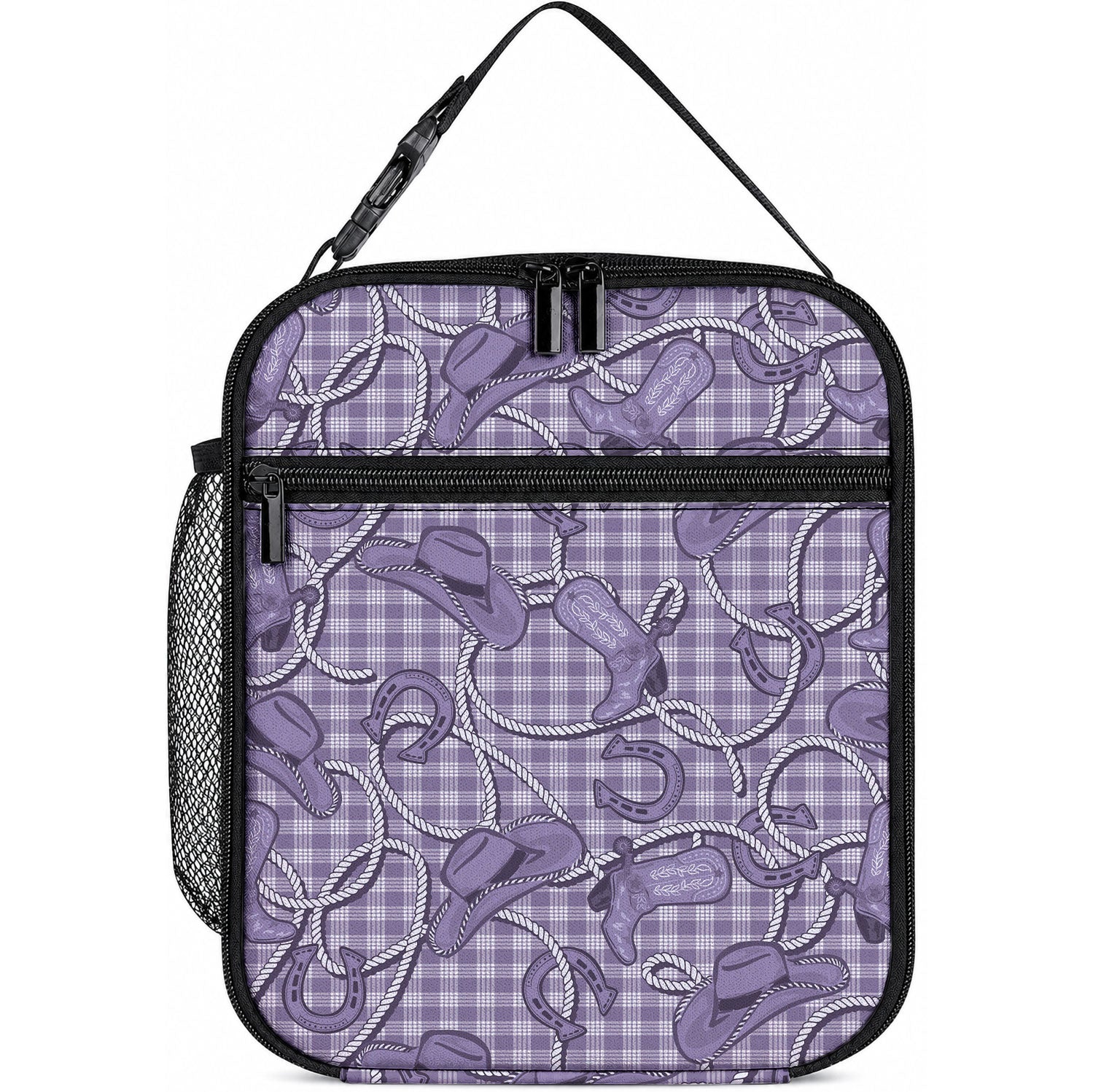 Purple Hawaii Palaka Cowboy Lunch Bag Hawaiian Paniolo Festival Spirit LT19 10.2 × 8.3 × 4.3 inch Purple - Polynesian Pride