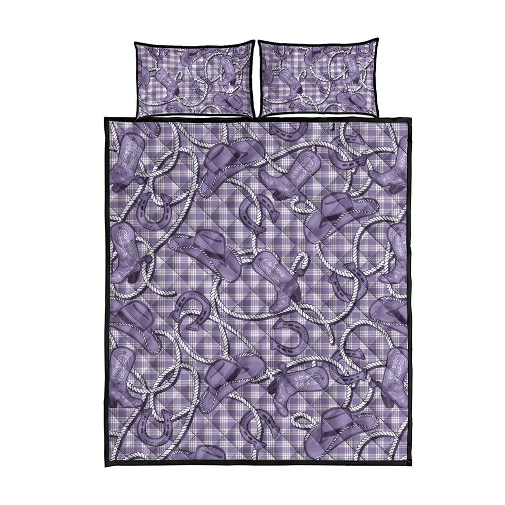 Purple Hawaii Palaka Cowboy Quilt Bed Set Hawaiian Paniolo Festival Spirit LT19 - Polynesian Pride