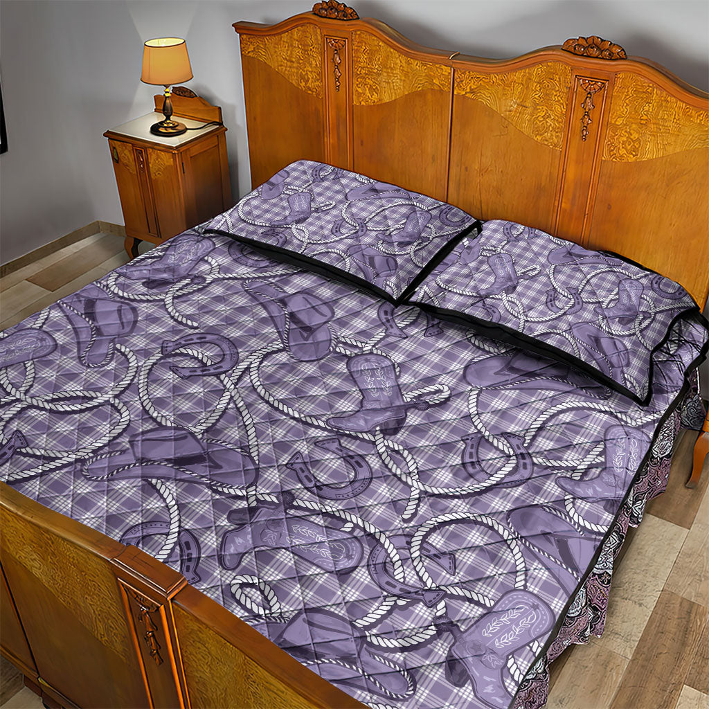 Purple Hawaii Palaka Cowboy Quilt Bed Set Hawaiian Paniolo Festival Spirit LT19 - Polynesian Pride