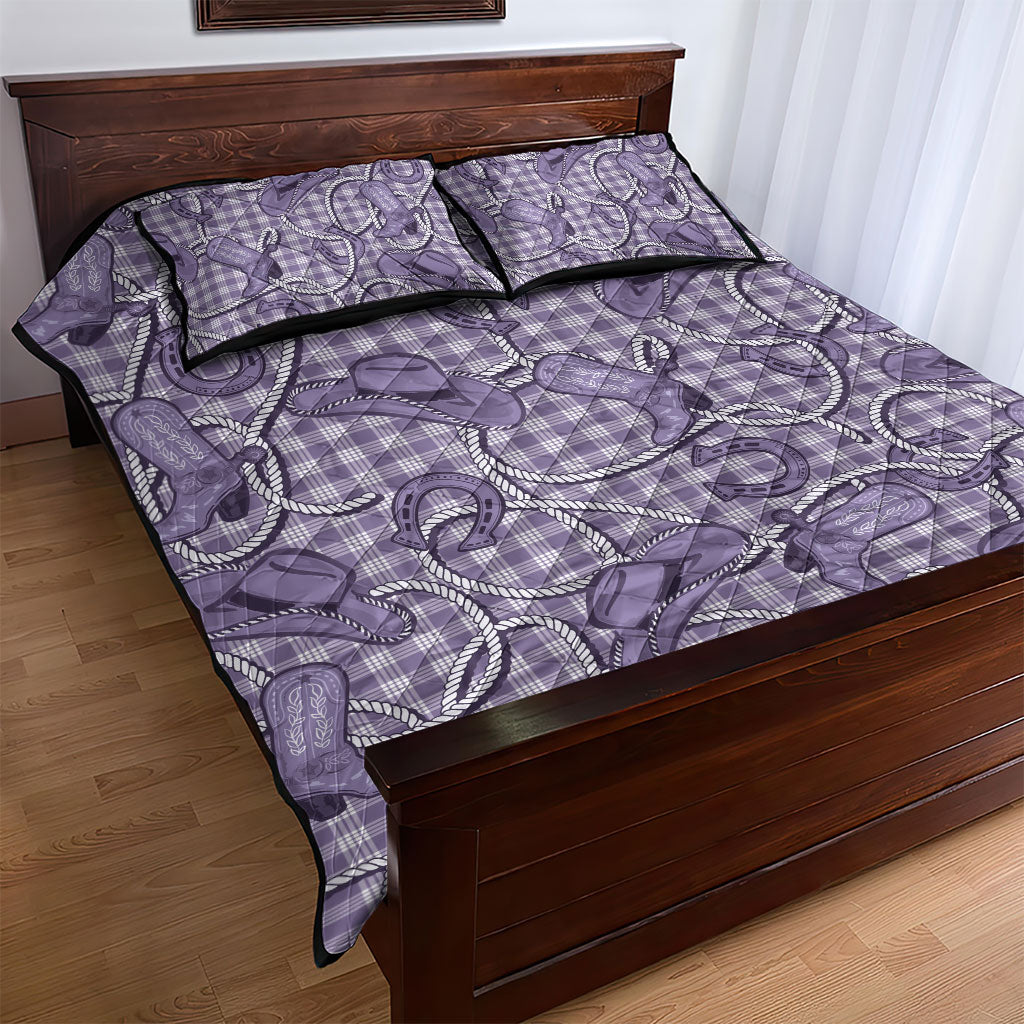 Purple Hawaii Palaka Cowboy Quilt Bed Set Hawaiian Paniolo Festival Spirit LT19 - Polynesian Pride