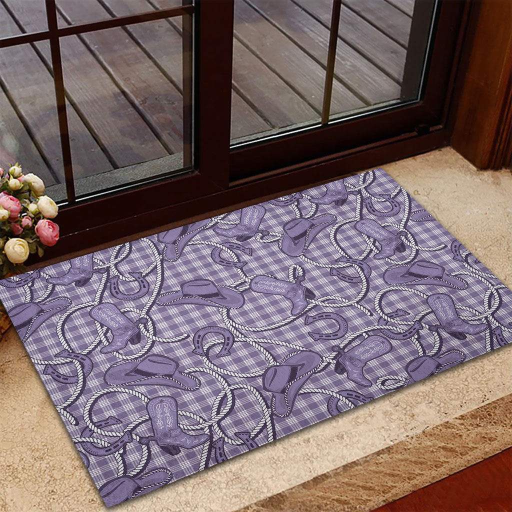 Purple Hawaii Palaka Cowboy Rubber Doormat Hawaiian Paniolo Festival Spirit LT19 - Polynesian Pride