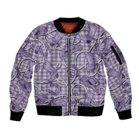 Purple Hawaii Palaka Cowboy Sleeve Zip Bomber Jacket Hawaiian Paniolo Festival Spirit LT19 Unisex Purple - Polynesian Pride