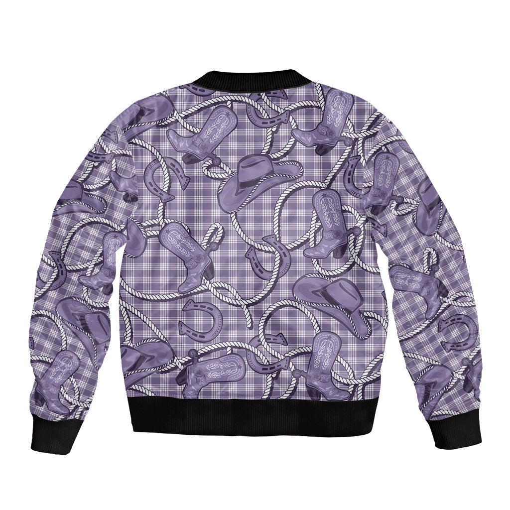Purple Hawaii Palaka Cowboy Sleeve Zip Bomber Jacket Hawaiian Paniolo Festival Spirit LT19 - Polynesian Pride