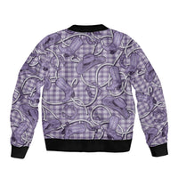 Purple Hawaii Palaka Cowboy Sleeve Zip Bomber Jacket Hawaiian Paniolo Festival Spirit LT19 - Polynesian Pride