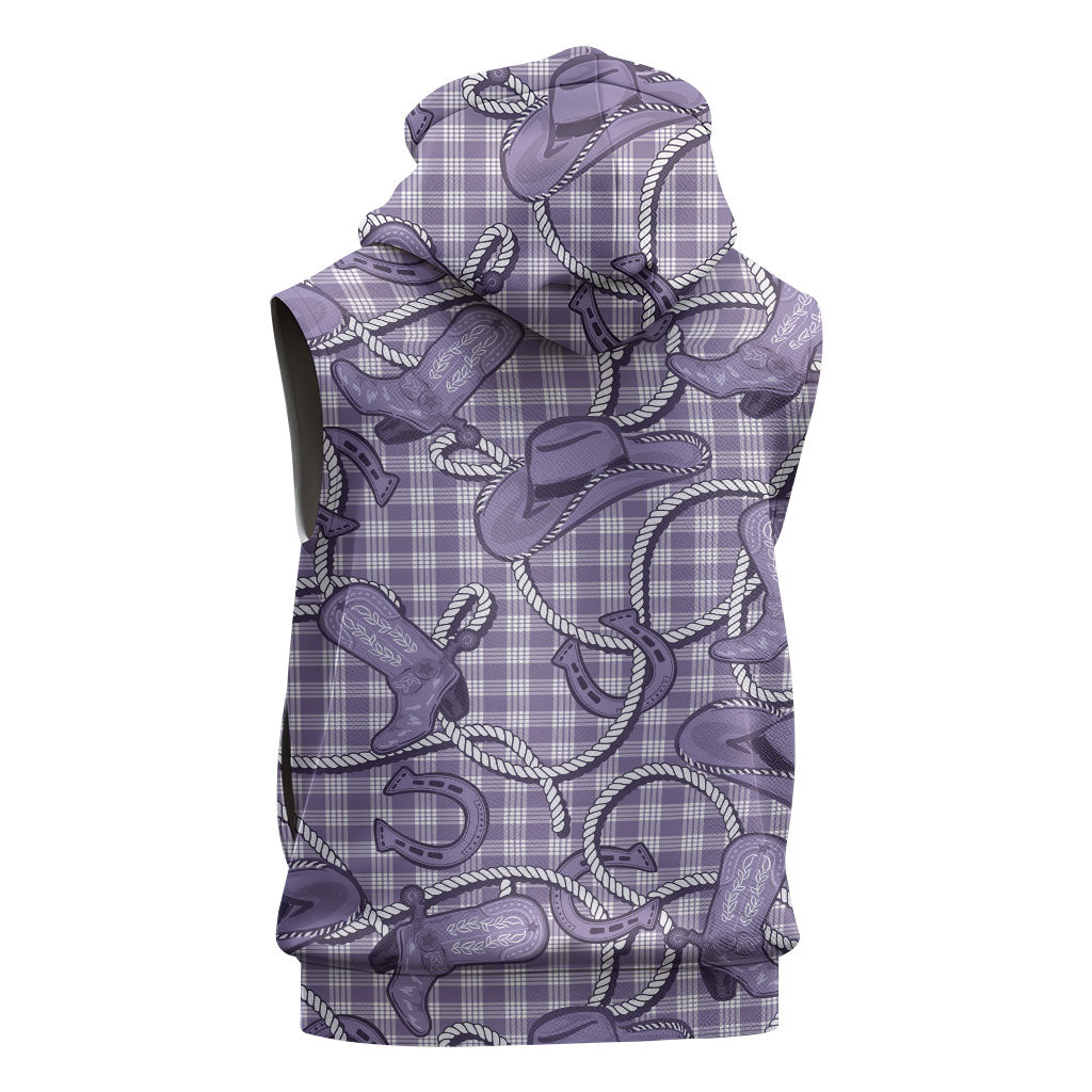 Purple Hawaii Palaka Cowboy Sleeveless Zip Hoodie Hawaiian Paniolo Festival Spirit LT19 - Polynesian Pride