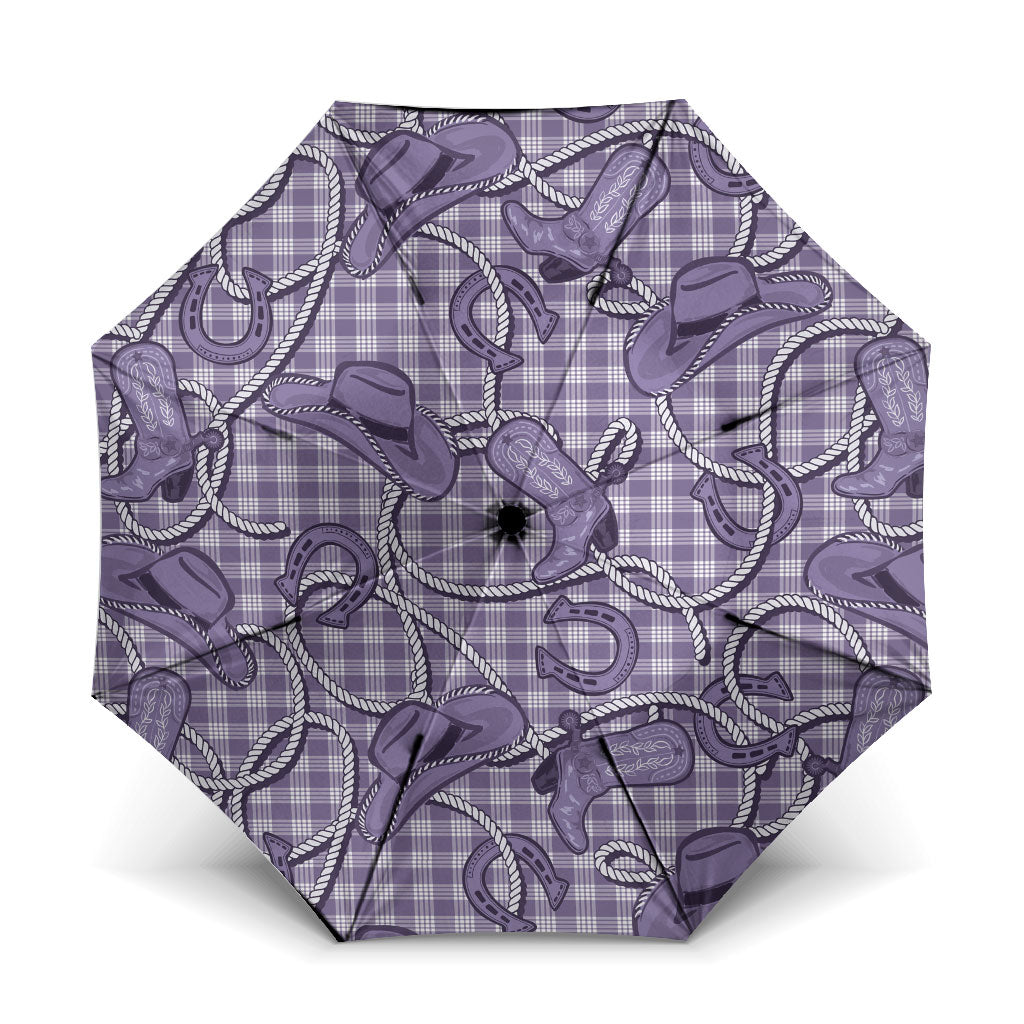 Purple Hawaii Palaka Cowboy Umbrella Hawaiian Paniolo Festival Spirit