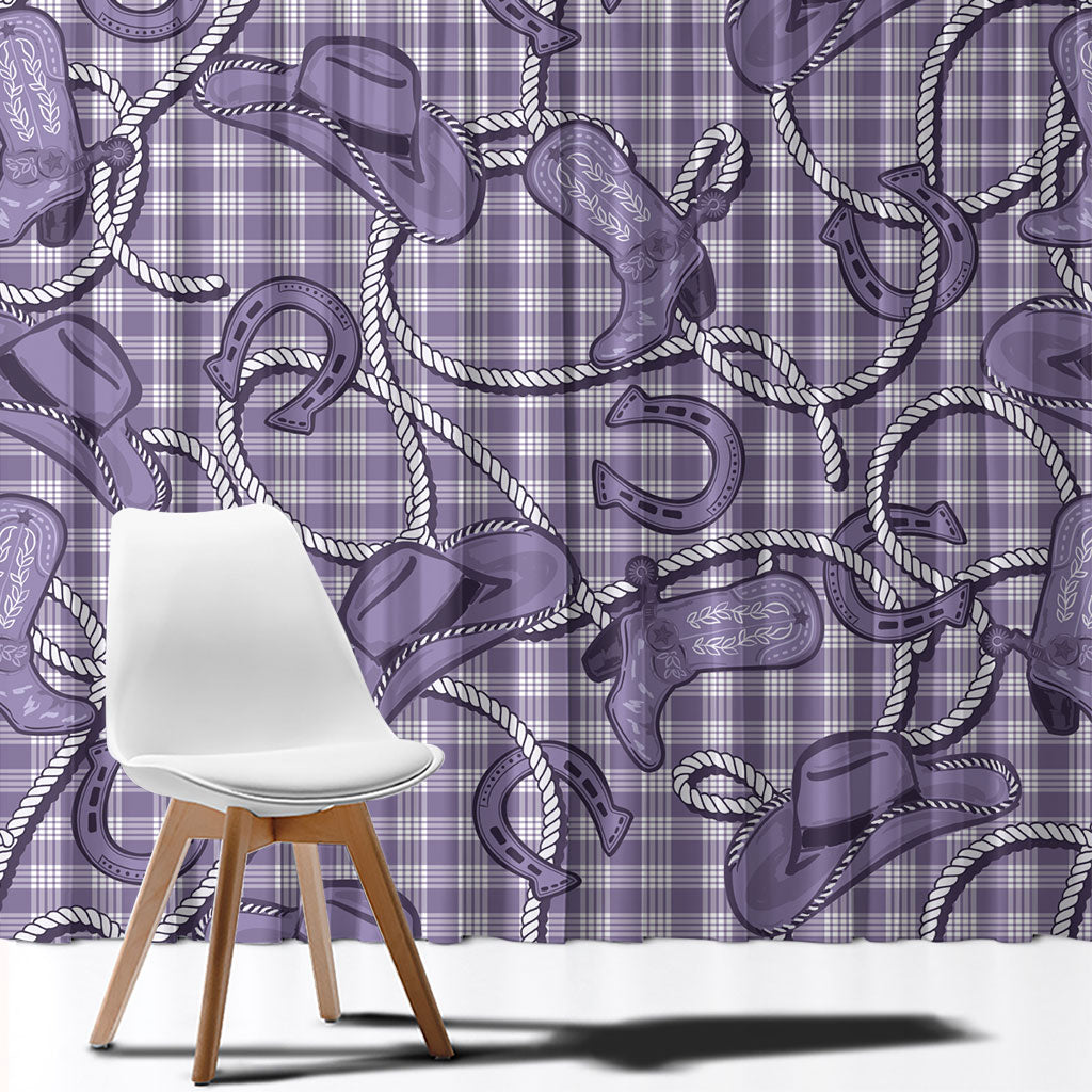 Purple Hawaii Palaka Cowboy Window Curtain Hawaiian Paniolo Festival Spirit LT19 - Polynesian Pride